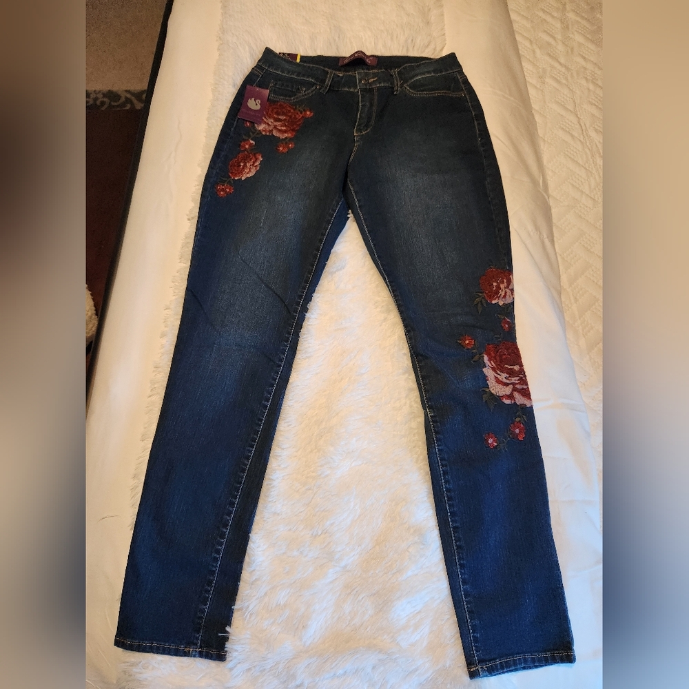 NWT Gloria Vanderbilt Delancey Jessa Rose Bouquet Mid-Rise Skinny Jean Sz 10